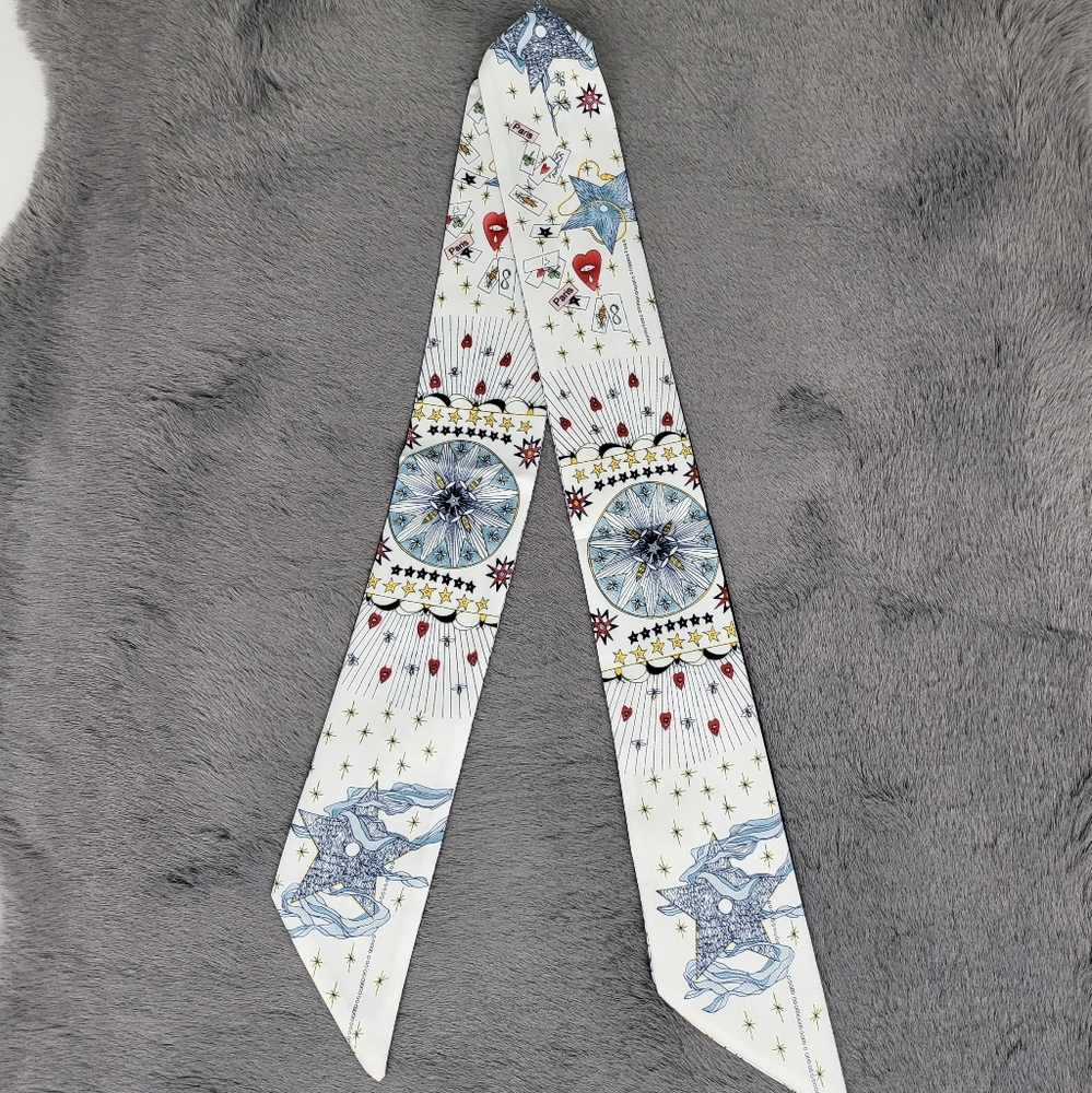 New Tarot Cards Silk Skinny Scarf Twilly 'Star' - Picture 6 of 7